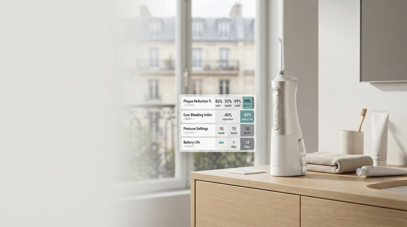 Hydropulseur dentaire - équipe analysant des données financières sur un tableau de bord